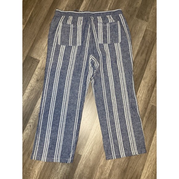Old Navy Pants Women’s XL Wide Leg Linen Blend Striped Pull On Casual Beach Boho - Picture 5 of 8